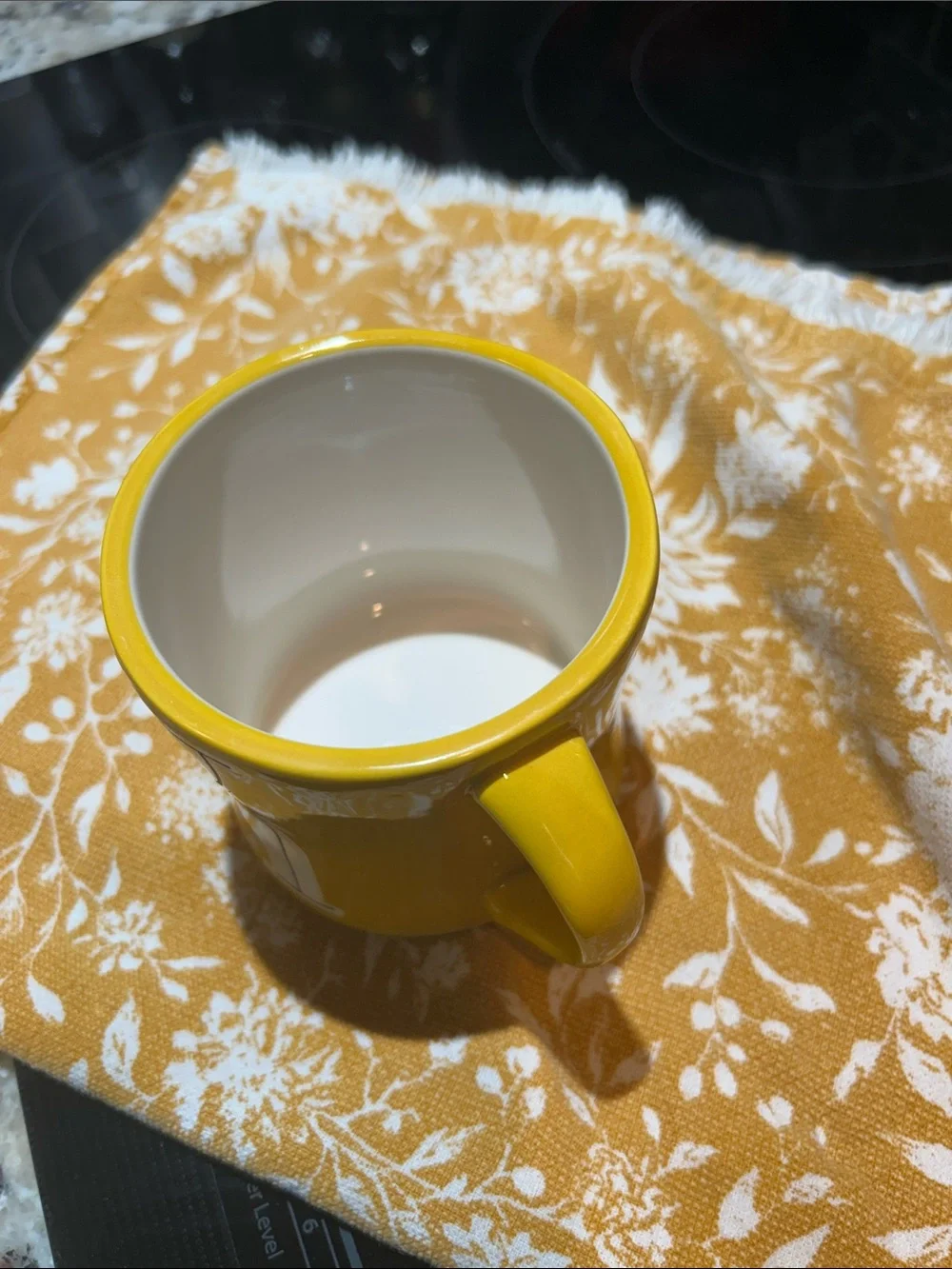 Anthropologie Yellow and White Hand-Painted Ceramic Mug with letter K